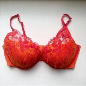 Victoria's Secret Laced Padded Red Pink Bras 38D
